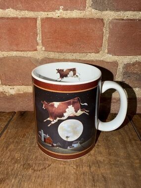 Ceramic Cow Coffee Mug Moon Night Cup - Brown White - Lang & Wise 1999 Vintage